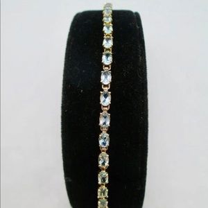 🧊10ct Aqua Blue Topaz Tennis Bracelet